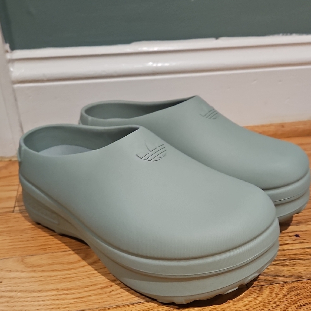 adidas Women's Platform Mules in Light Gray